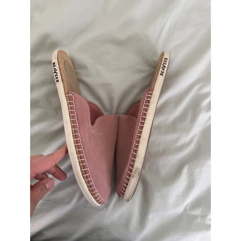 SeaVees Ocean Park Mule Blush Pink Suede Espadrille‎ Slides Coastal Chic